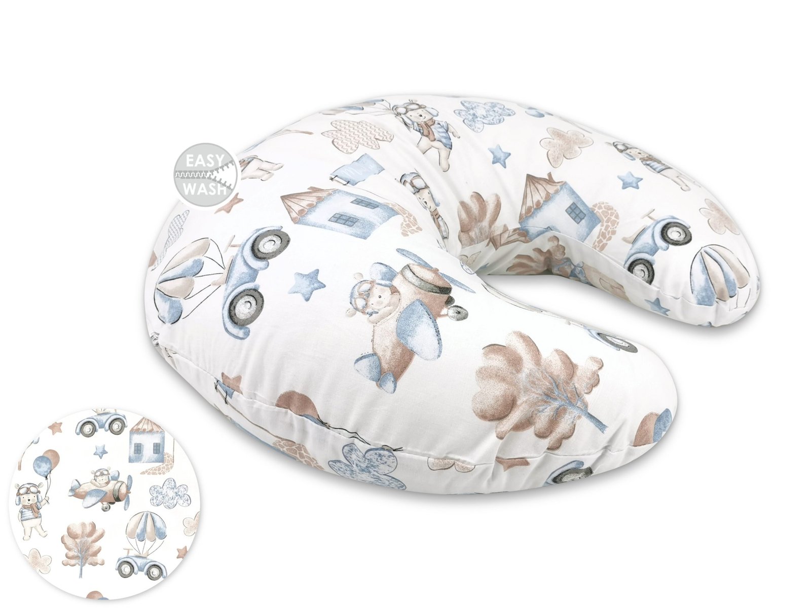 Feeding, Nursing Pillow with Cover - Blue Pilot