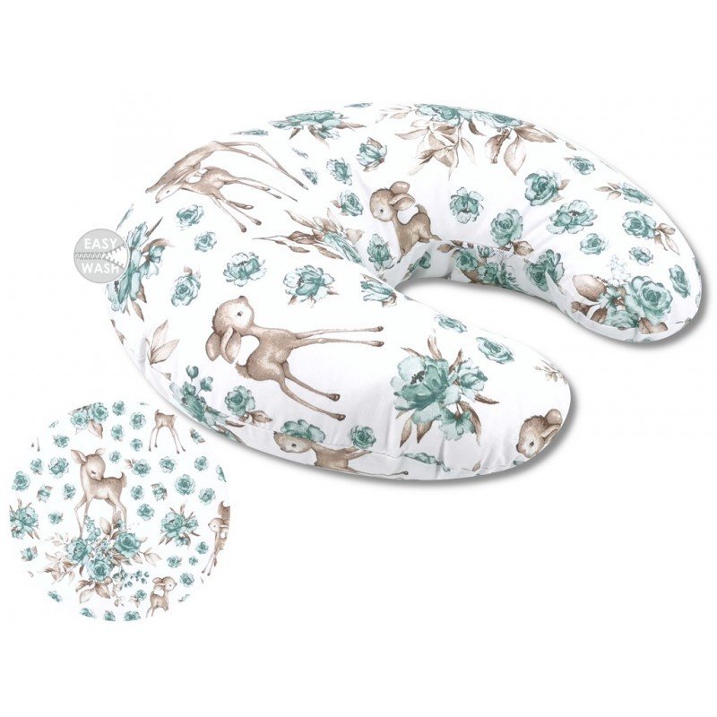 Feeding, Nursing Pillow with Cover - Green Deer