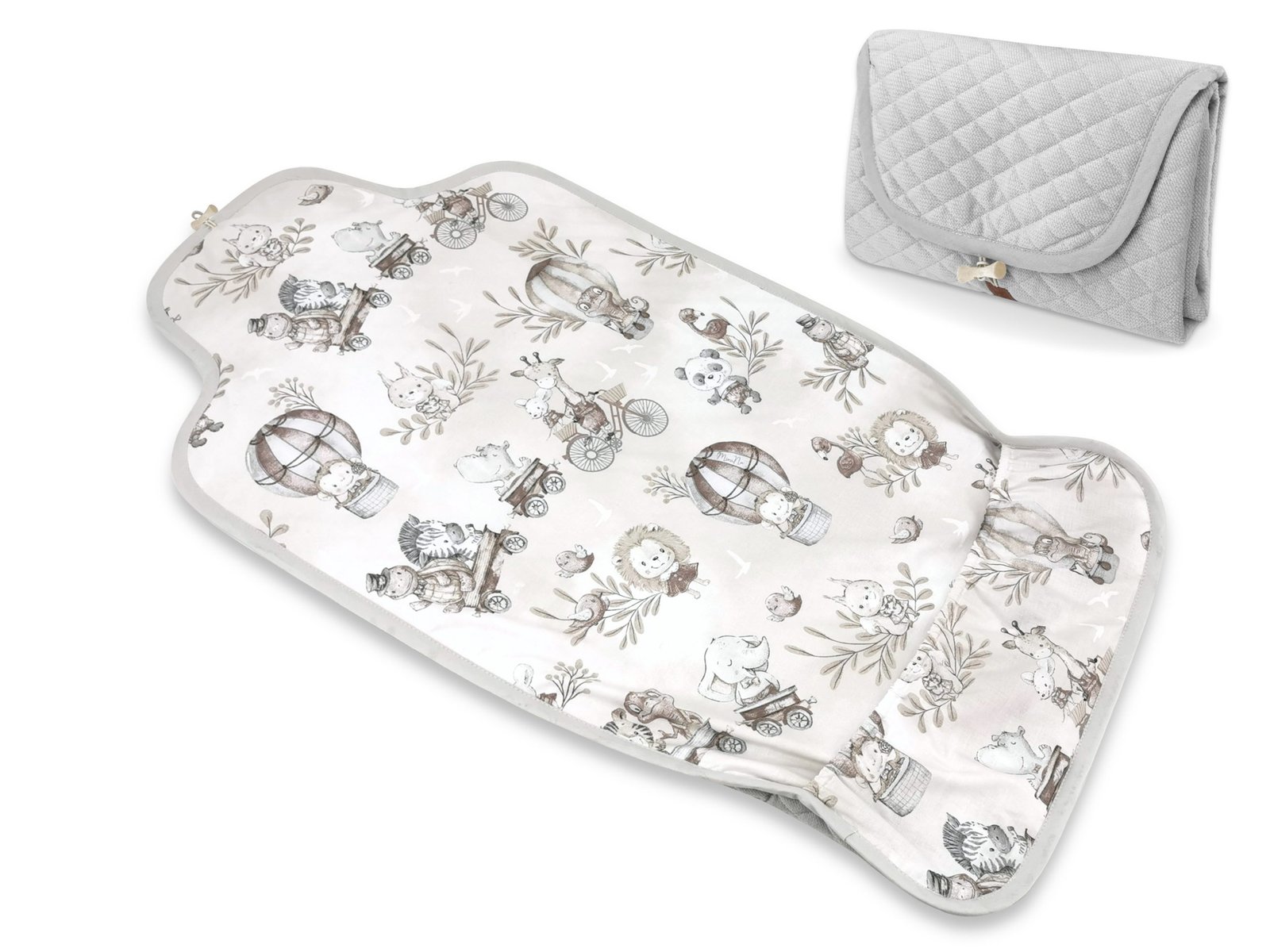 Velvet Quilted Portable Changing Mat - Zoo