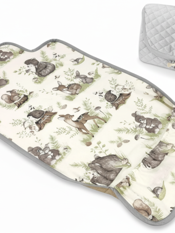 Velvet Quilted Portable Changing Mat - Forest Friends
