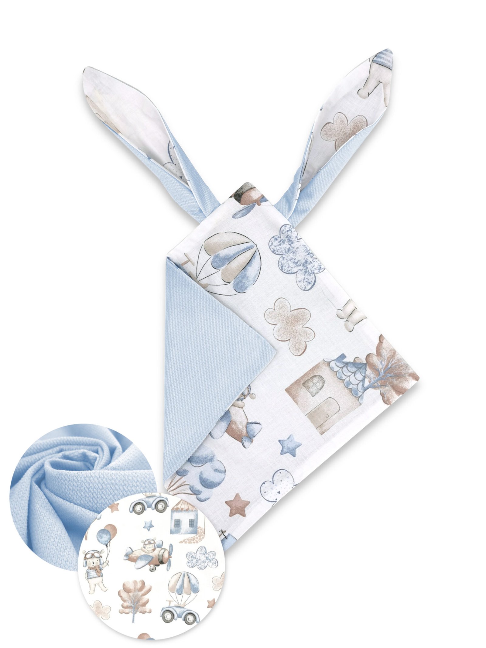 Baby Sensory Cloth featuring rustling ear and velvet texture