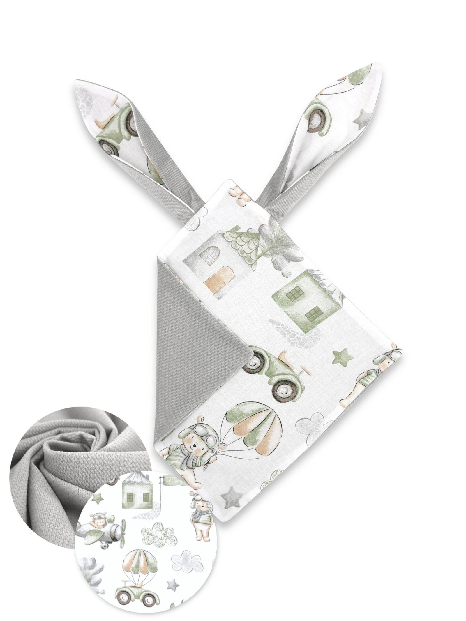 Baby Sensory Cloth featuring rustling ear and velvet texture